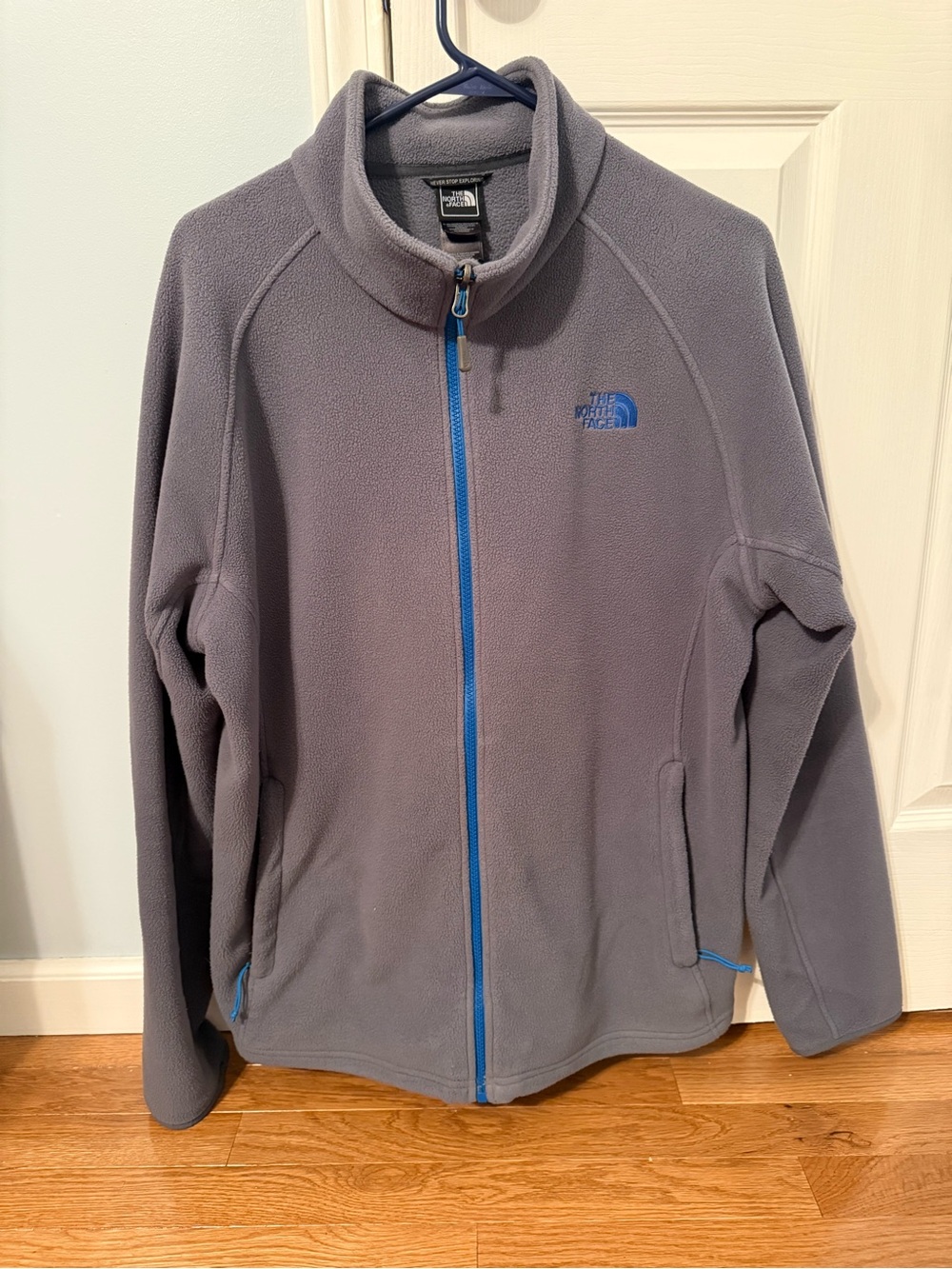 The North Face Gray Fleece Jacket with Blue Trim